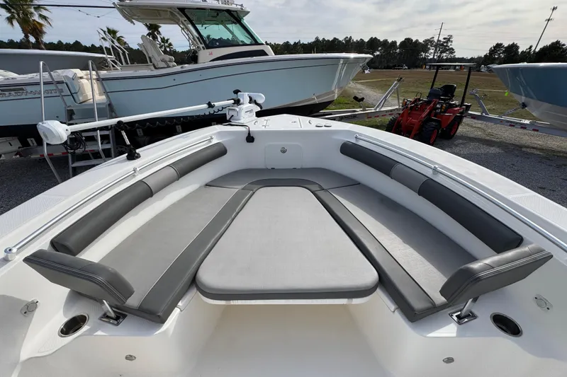Slide: The Image of 2021 Sea Born LX26 Center Console boat with spacious seating and modern design. - 18