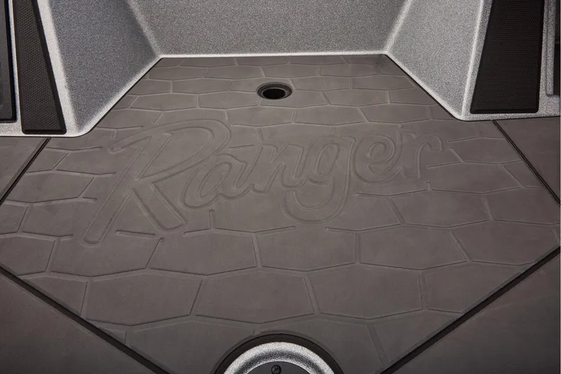 Slide: The Image of Manufacturer Provided Image: 2026 Ranger Z520 boat deck with embossed logo and textured surface. - 56