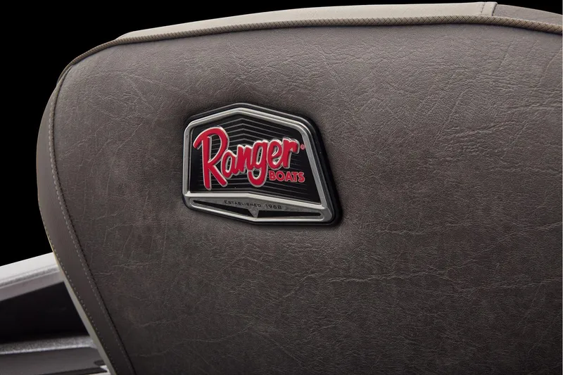Slide: The Image of Manufacturer Provided Image: 2026 Ranger Z520 boat seat with logo, featuring premium leather upholstery. - 61