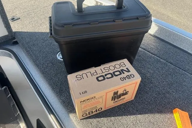 Slide: The Image of NOCO Boost Plus GB40 on Ranger Z520 boat deck, 2026 model. - 87