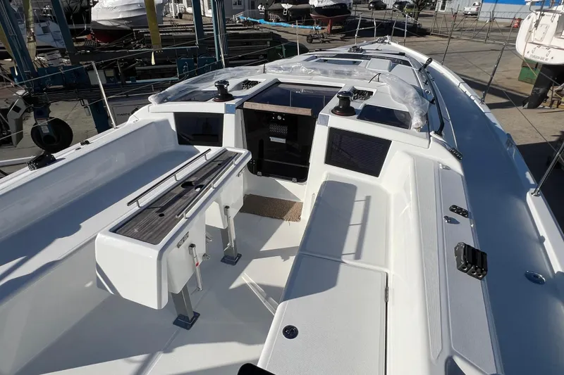 Slide: The Image of 2026 Dufour 37 yacht cockpit with sleek design and modern features. - 7