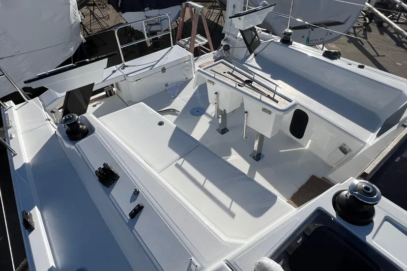 Slide: The Image of 2026 Dufour 37 yacht cockpit with sleek design and modern fittings. - 9