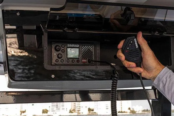 Slide: The Image of Manufacturer Provided Image: Simrad radio on NauticStar 242 Offshore 2025 boat. - 8