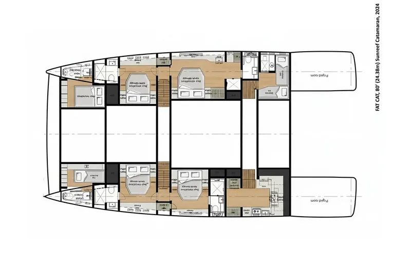 Slide: The Image of Floor plan of 2024 Sunreef 80 Power Catamaran, showcasing spacious layout and modern design. - 20