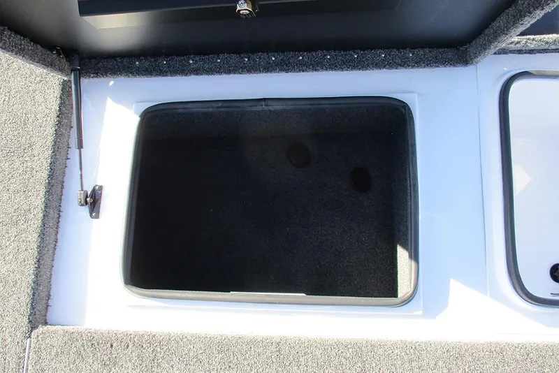 Slide: The Image of 2026 Vexus AVX 1980 boat storage compartment with carpeted interior. - 14