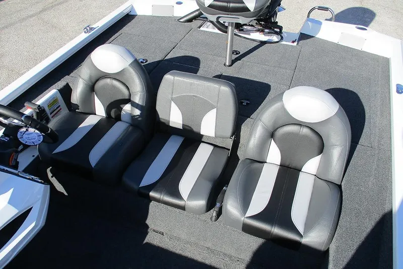 Slide: The Image of 2026 Vexus AVX 1980 boat interior with three black and white cushioned seats. - 21