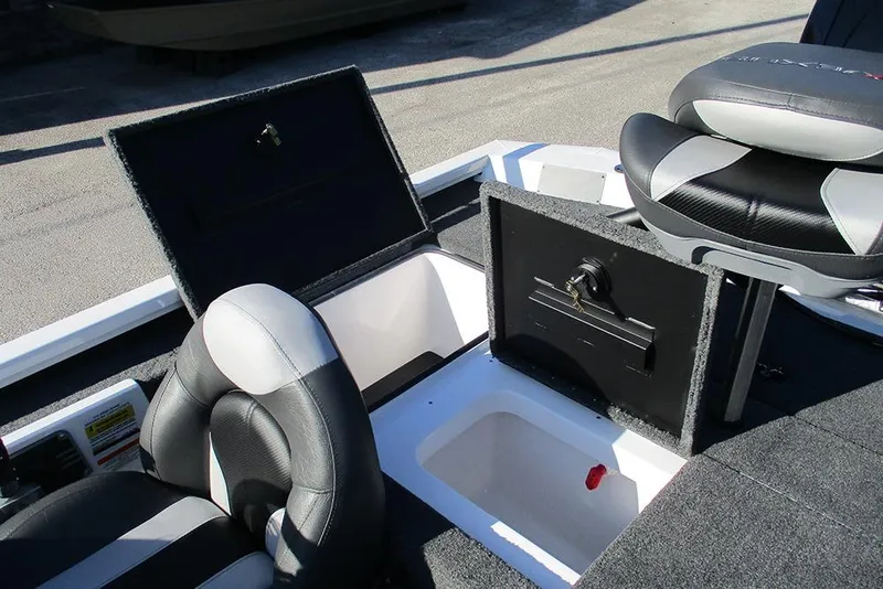 Slide: The Image of 2026 Vexus AVX 1980 boat interior with open storage compartments and seating. - 23