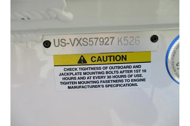 Slide: The Image of Caution label on 2026 Vexus AVX 1980, emphasizing bolt tightness checks. - 32