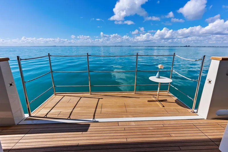 Slide: The Image of Luxurious Sanlorenzo SD126 yacht deck with ocean view, 2023 model. - 11