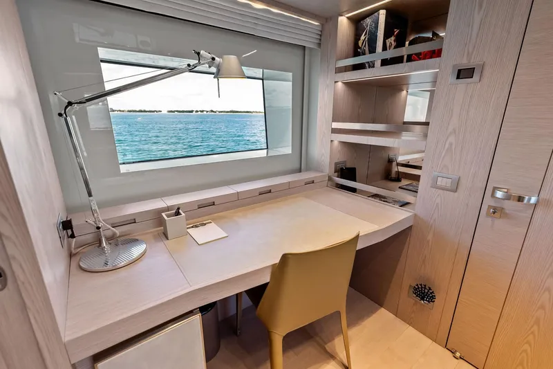 Slide: The Image of Modern study area on 2023 Sanlorenzo SD126 yacht with ocean view. - 19