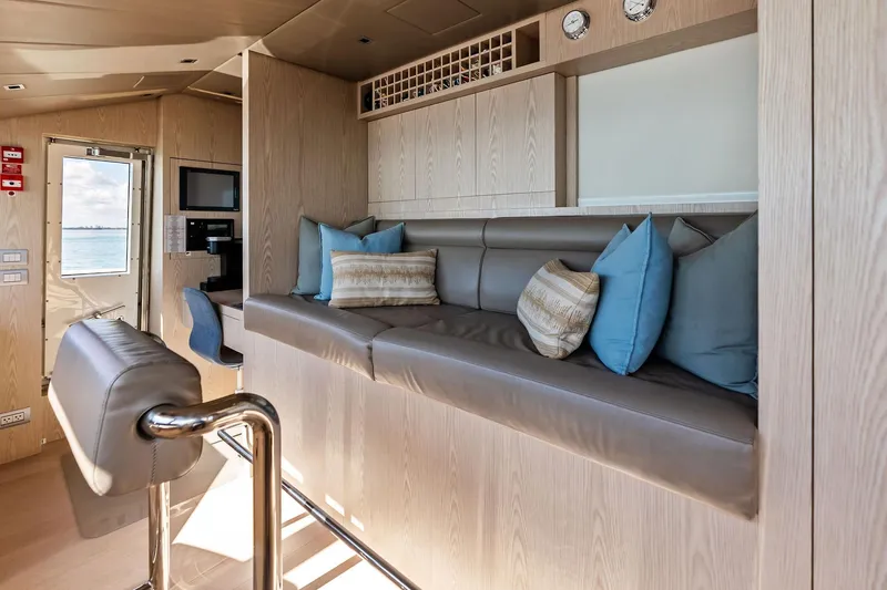 Slide: The Image of Luxurious interior of 2023 Sanlorenzo SD126 yacht with plush seating and modern decor. - 36