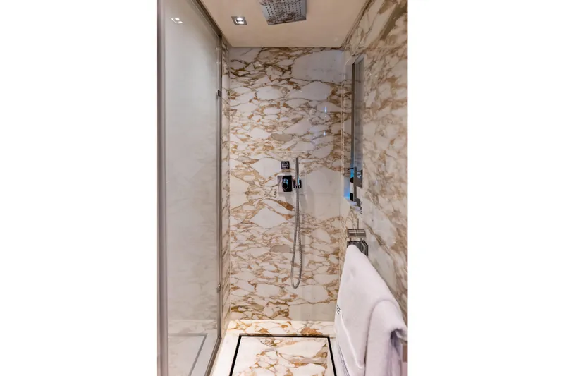 Slide: The Image of Luxurious marble shower in 2023 Sanlorenzo SD126 yacht bathroom. - 40