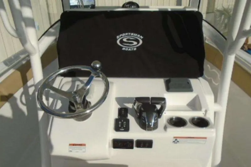 Slide: The Image of 2021 Sportsman Open 252 Center Console boat on trailer, viewed from above. - 3
