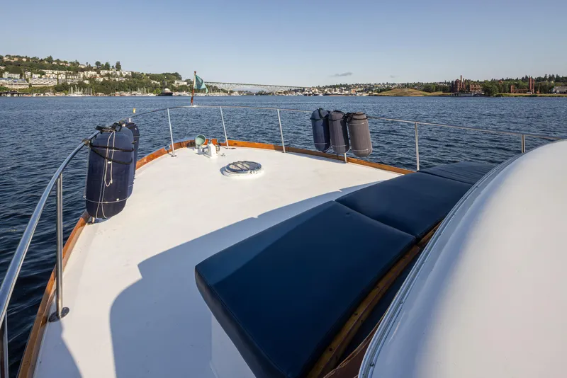 Slide: The Image of 1965 Stephens Flushdeck yacht on calm waters. - 15