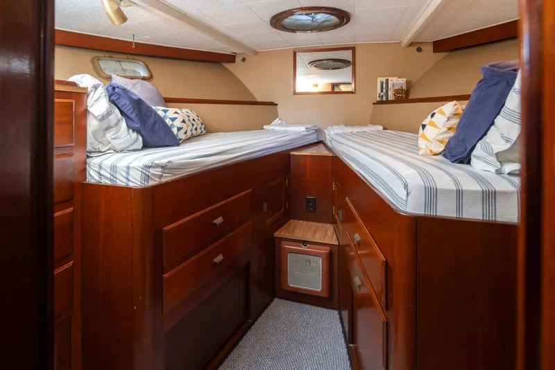 Slide: The Image of Interior of a 1965 Stephens Flushdeck yacht with twin beds. - 38