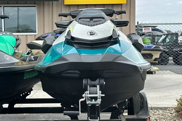 Slide: The Image of 2026 Sea-Doo GTI jet ski on trailer, front view. - 20