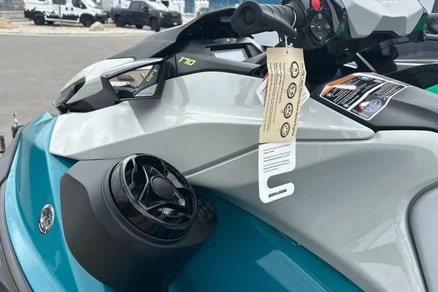 Slide: The Image of Close-up of a 2026 Sea-Doo GTI jet ski with speaker. - 9