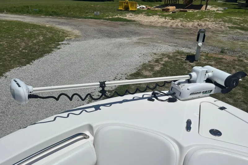 Slide: The Image of 2014 Sea Fox 226 Commander with Minn Kota trolling motor on deck. - 12