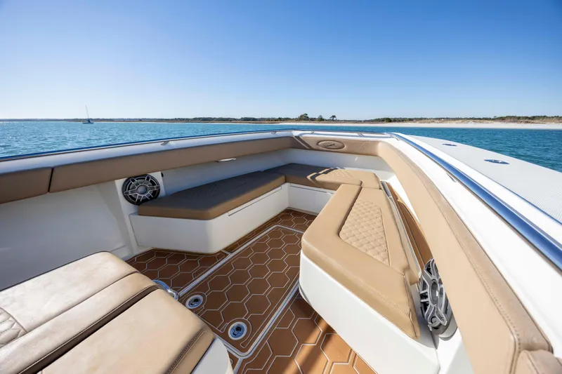 Slide: The Image of Luxurious seating on 2020 Blackwater 41 Tournament boat with ocean view. - 13