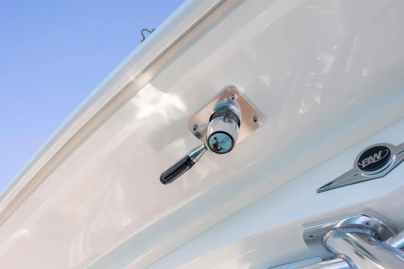 Slide: The Image of Close-up of 2020 Blackwater 41 Tournament boat hardware and logo detail. - 36