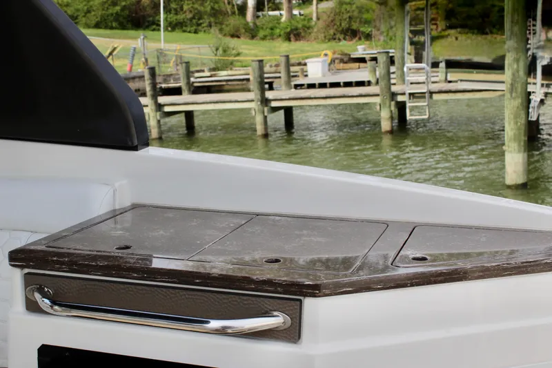 Slide: The Image of 2018 Sea Ray SDX 290 Outboard, deck detail by the water. - 23