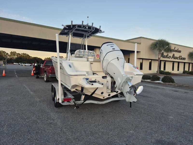 Slide: The Image of 2025 Bulls Bay 230 CC boat with Suzuki 250 engine on trailer. - 3