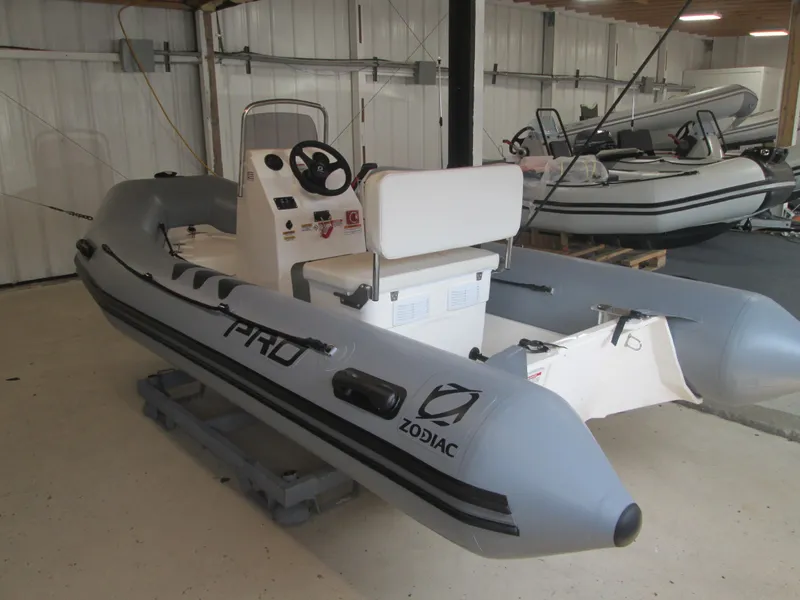 Slide: The Image of 2023 Zodiac Pro Classic 420 inflatable boat in warehouse. - 3