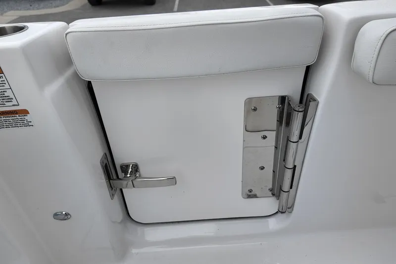 Slide: The Image of 2026 Sea Fox 288 Commander boat door with stainless steel hinge and latch. - 15