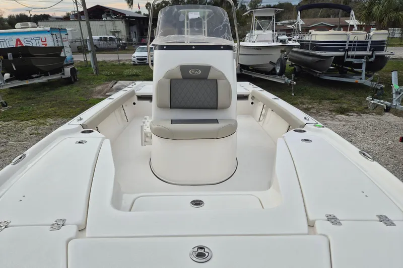 Slide: The Image of 2026 Key West 210 Bay Reef boat with spacious seating and sleek design. - 17