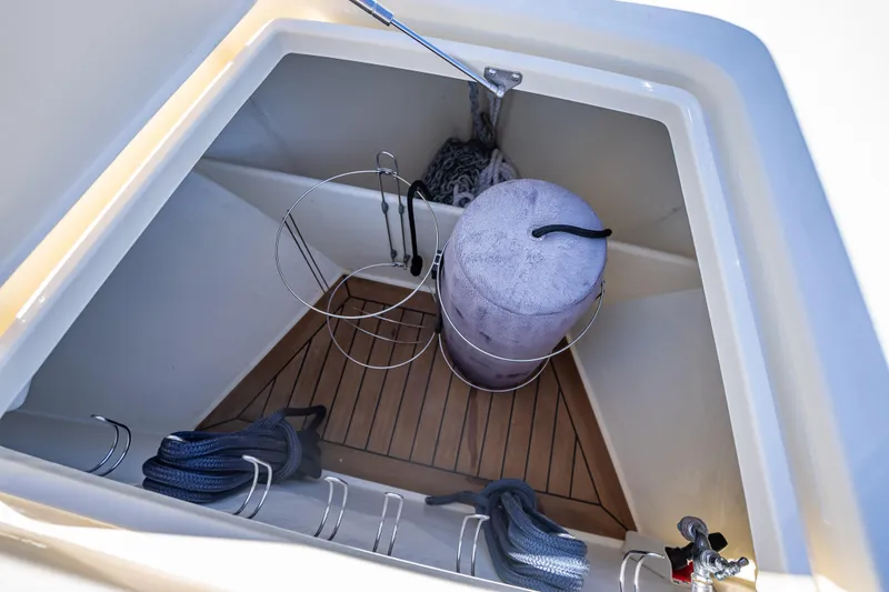 Slide: The Image of Storage compartment on 2017 Palm Beach Motor Yachts PB45 with ropes and fender. - 20