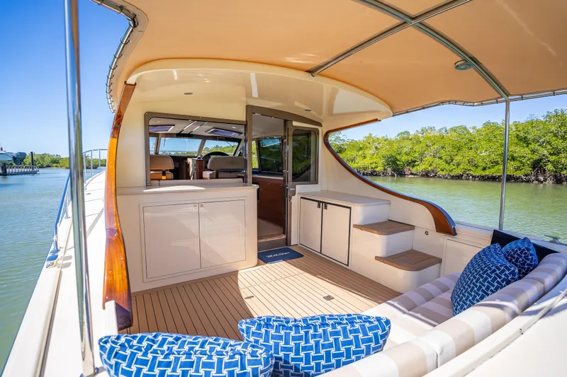 Slide: The Image of Luxurious 2017 Palm Beach Motor Yachts PB45 with elegant interior and scenic water view. - 9