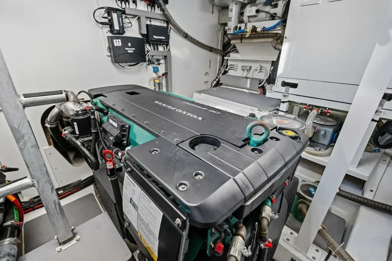 Slide: The Image of Engine room of 2022 Prestige 520 yacht with Volvo Penta engine. - 77
