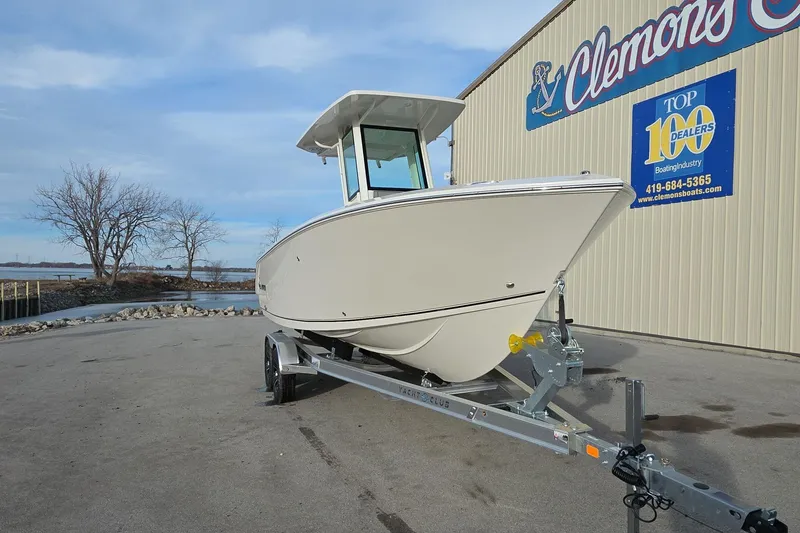 Slide: The Image of 2026 Sailfish 232 CC boat on trailer at Clemons Boats dealership. - 3