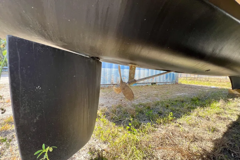 Slide: The Image of Underwater view of 2013 Gemini Legacy 35 sailboat's propeller and rudder. - 167
