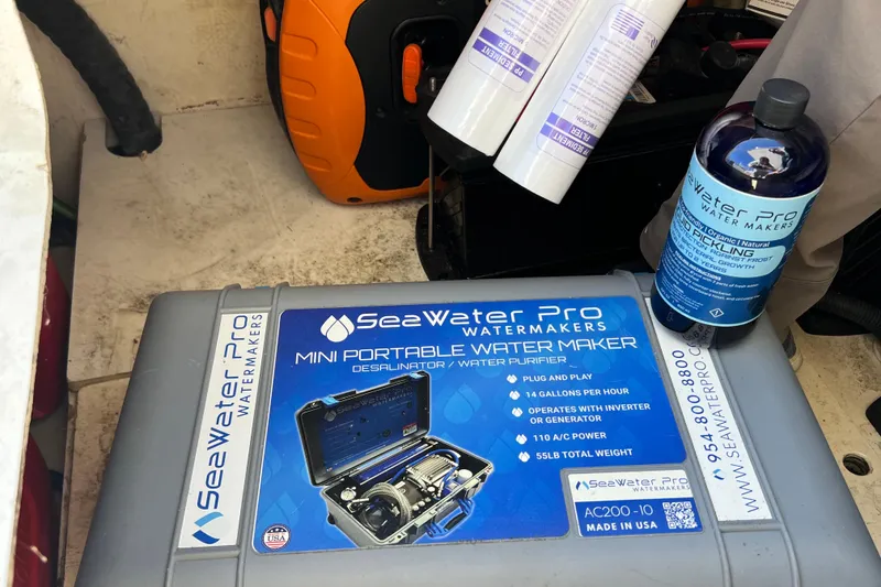 Slide: The Image of SeaWater Pro mini portable water maker on Gemini Legacy 35, 2013 model. - 87