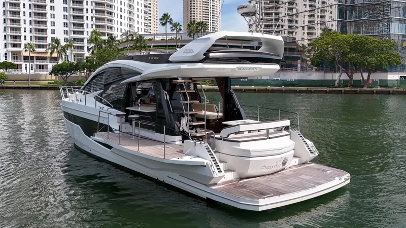 Slide: The Image of Luxury yacht Galeon 510 Sky 2020 docked, surrounded by skyscrapers. - 30