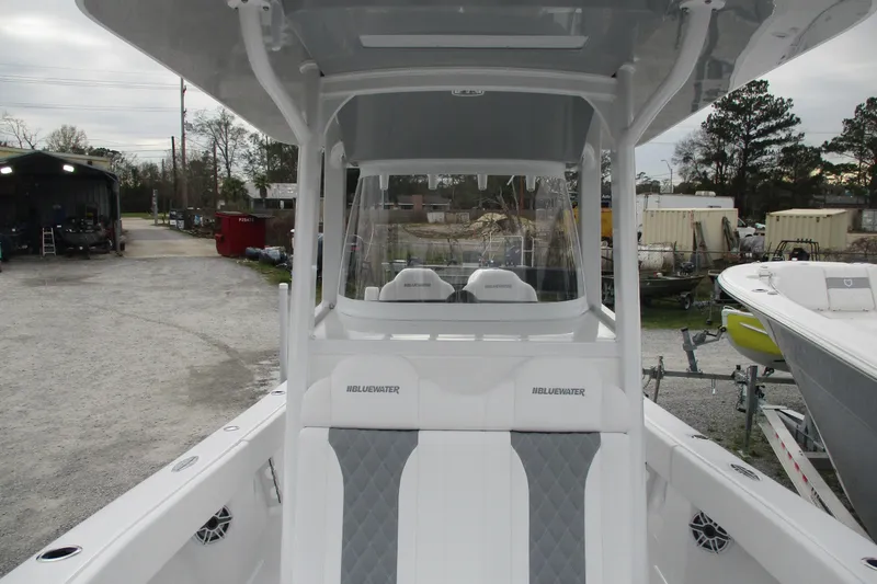 Slide: The Image of 2026 Bluewater 25t boat interior with sleek seating and modern design. - 6