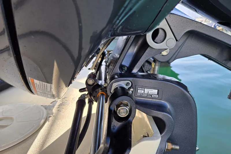 Slide: The Image of Close-up of a Yamaha F300XA outboard motor on a 2006 Parker 2310 boat. - 25
