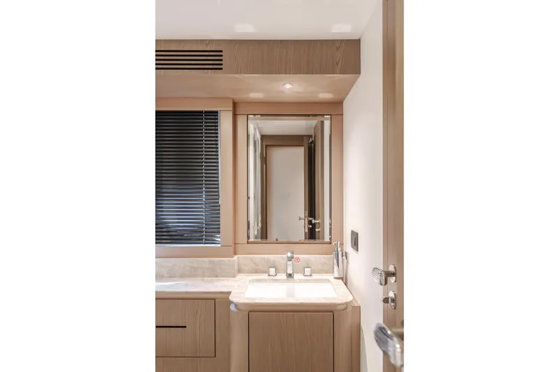 Slide: The Image of Luxurious bathroom interior of 2023 Azimut Magellano 66 yacht with modern fixtures. - 47