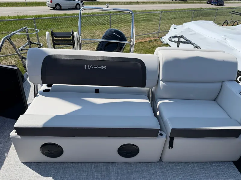 Slide: The Image of Harris FloteBote Cruiser 230 SLDH 2026, luxurious seating on pontoon boat. - 9