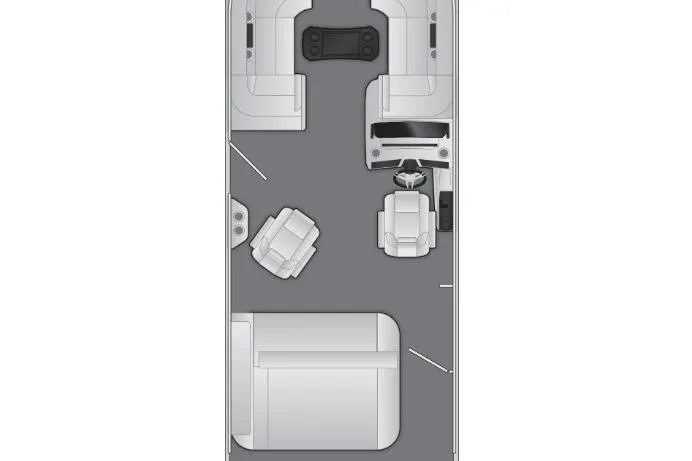 Slide: The Image of 2026 Bennington 22 MSB boat interior layout with seating and helm. - 2
