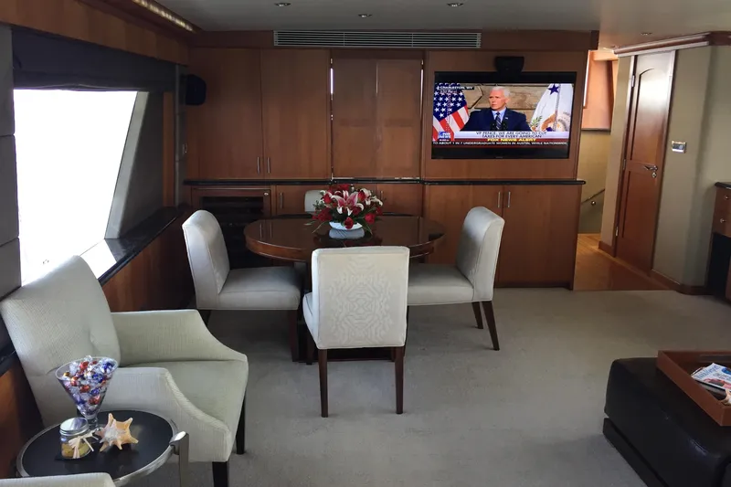 Slide: The Image of Luxurious 2006 Northcoast Yachts Yachtfisher interior with modern kitchen and elegant staircase. - 11