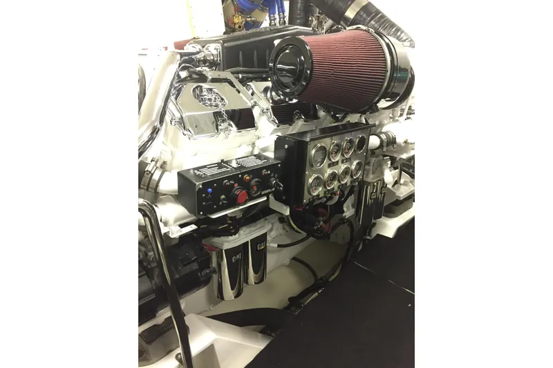 Slide: The Image of Luxurious 2006 Northcoast Yachts Yachtfisher interior with modern kitchen and seating area. - 13