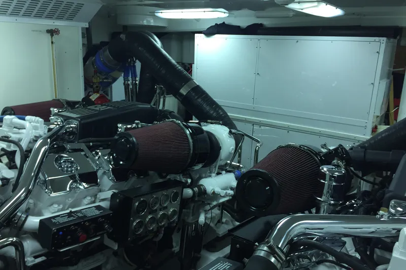 Slide: The Image of Luxurious kitchen interior on 2006 Northcoast Yachts Yachtfisher with modern appliances and wood cabinetry. - 16