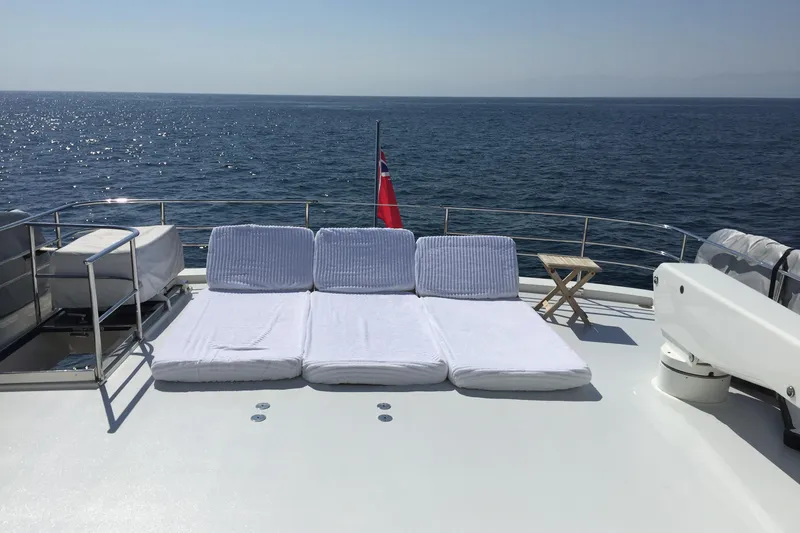 Slide: The Image of Luxurious bathroom in 2006 Northcoast Yachts Yachtfisher with marble countertop and glass shower. - 28