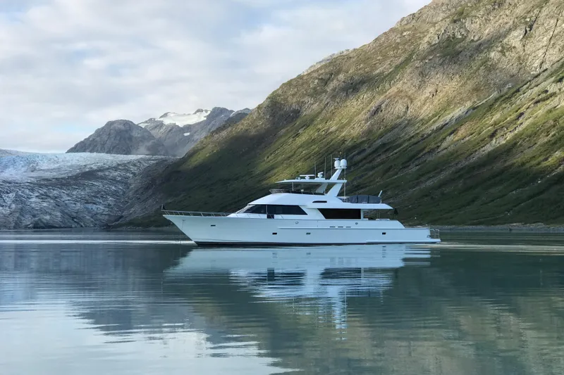 Slide: The Image of Luxurious 2006 Northcoast Yachts Yachtfisher deck with sleek design and ocean view. - 31