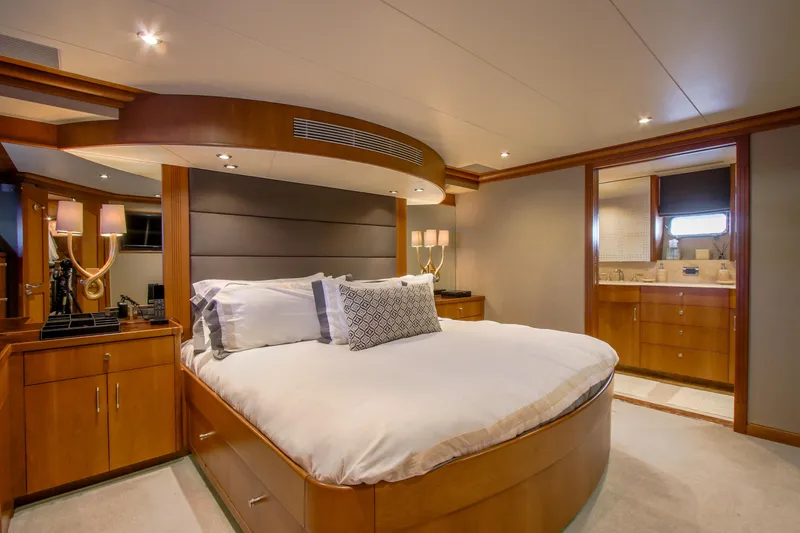 Slide: The Image of Luxurious 2006 Northcoast Yachts Yachtfisher helm with advanced navigation equipment and panoramic windows. - 46