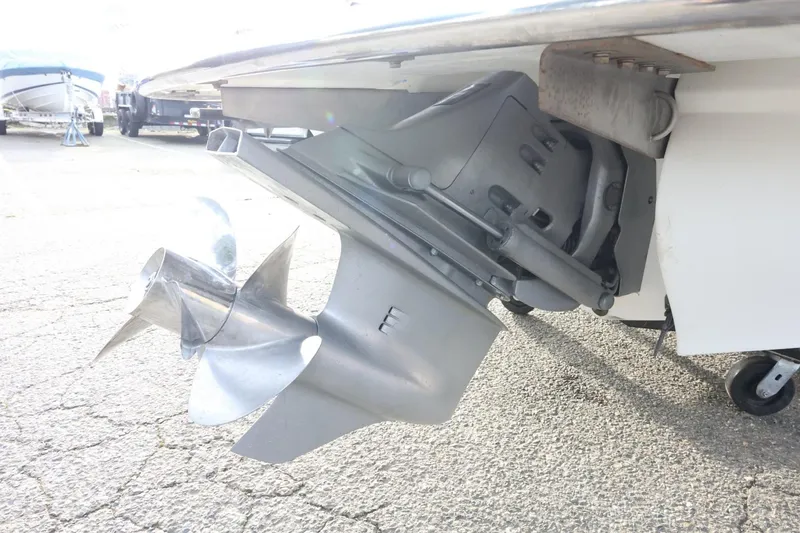 Slide: The Image of 2005 Cobalt 200 boat propeller and outdrive on a trailer. - 9