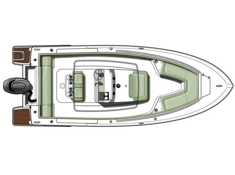 Slide: The Image of Manufacturer Provided Image: Top view of a 2018 Scout 225 XSF boat layout. - 27