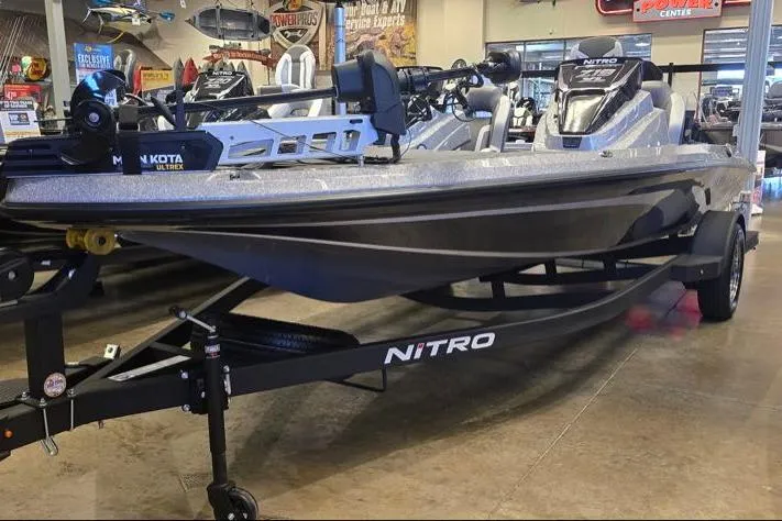 The Image of 2026 Nitro Z19 XL boat displayed in showroom, featuring sleek design and advanced features. - 0